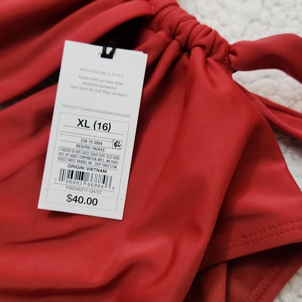Shade & Shore Red Bikini With Asymmetrical Cutout Beach Pool Party Vacation Xl — image 6 of 8